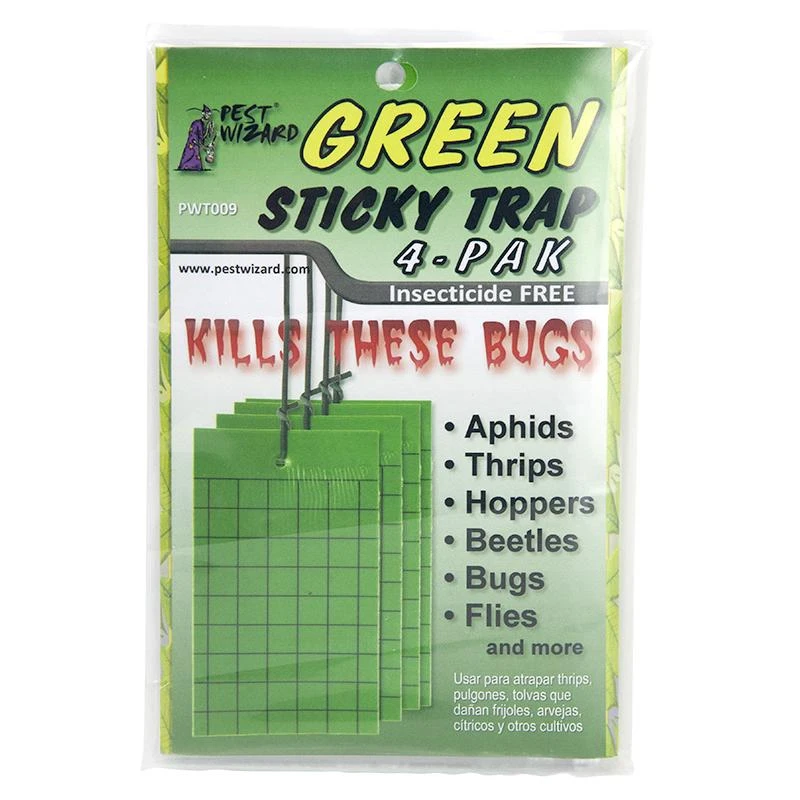Pest Wizard Green Sticky Card Trap 4-Pack 1 Pest Wizard Green Sticky Card Trap 4-Pack